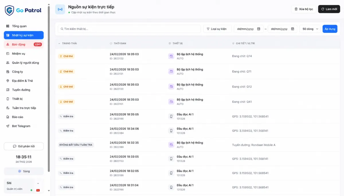 Go Patrol Web Dashboard – Nền Tảng Quản Lý Tuần Tra Bảo Vệ Tập Trung